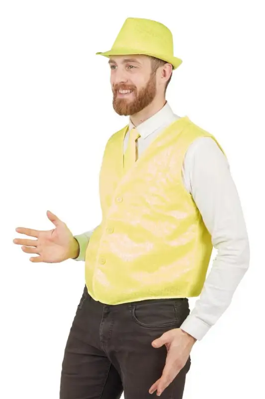 Dernier Modèle Gilet sans manches sequins Jaune Fluo