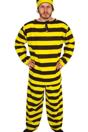 Offre Du Jour Déguisement Homme Prisonnier Jaune et Noir S/M