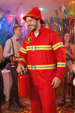 Déguisement Homme Pompier Rouge L/XL Haute Qualité