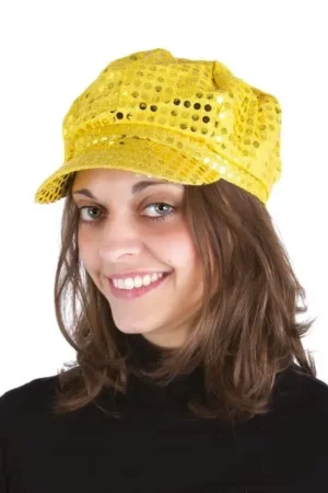 Casquette Disco à Sequins Or Meilleure Vente