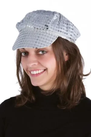 Paiement Sécurisé Casquette Disco à Sequins Argent