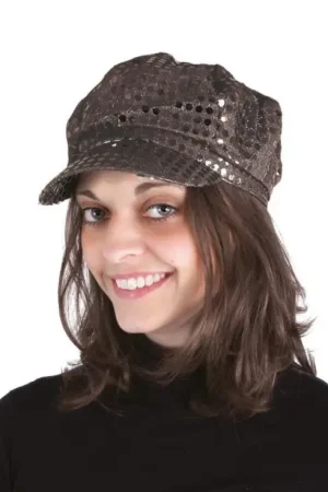 Casquette Disco à Sequins Noir Prix Promo