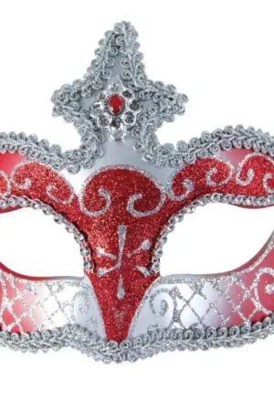 Offre Exclusive Loup Vénitien Rouge et Argent