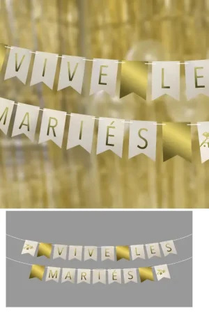 Nouveauté Guirlande Vive les Mariés Ginkgo Or