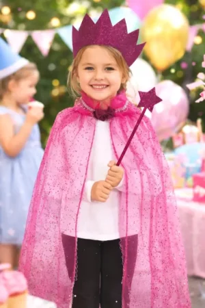 Set Princesse à Paillettes Enfant Rose Taille Unique Nouvelle Collection