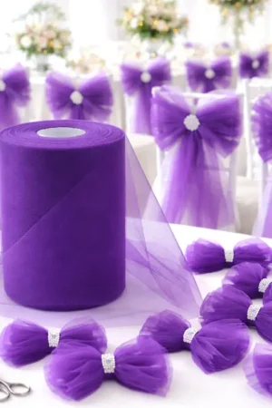Tulle Violet 20cm x 100m pour 40 noeuds de chaise Solde