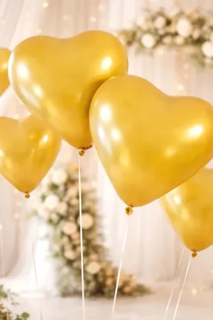 Usine Directe 5 Ballons gonflables Nacrés Coeur Or 28cm