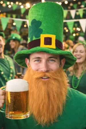 Satisfait Ou Remboursé Chapeau Haut de Forme St Patrick avec Barbe Rousse