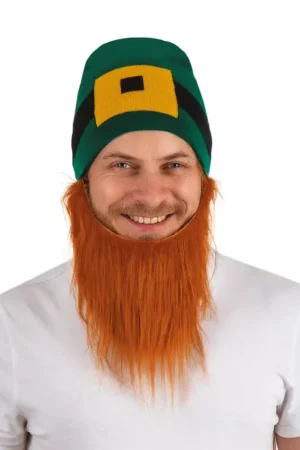 Bonnet St Patrick Vert avec Barbe Retour Gratuit