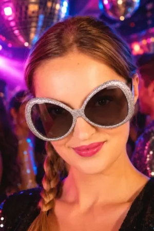Lunettes Disco à Paillettes Argent Petit Prix