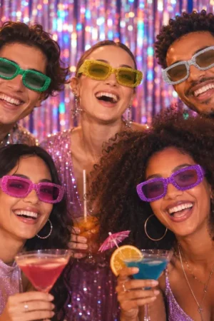 Petit Prix Lunettes Rectangle à Paillettes Couleur Aléatoire