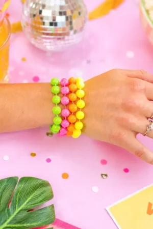 Commande En Gros Bracelet Perles Fluo x4pcs