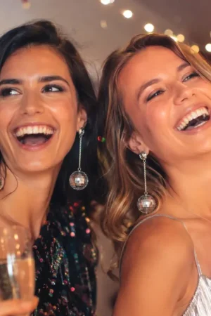 Retour Gratuit Boucles d'Oreilles à Facettes Disco Argent