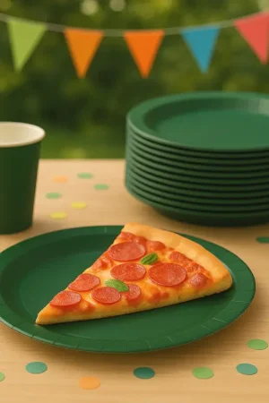 Assiette carton ronde Verte Foncé 23 cm x 10 pièces Prix Choc