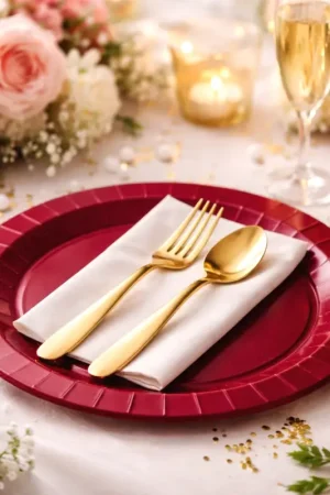Assiette carton ronde Bordeaux 23 cm x 10 pièces Vente Flash