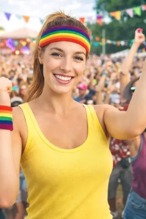 Meilleure Vente Set Bandeau et Poignets Arc-en-Ciel