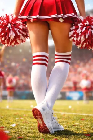 Chaussette de Pom Pom Girl Blanc Rouge Vente Directe