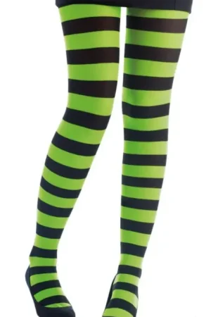 Collant Opaque Rayé Noir et Vert Fluo Commander Maintenant