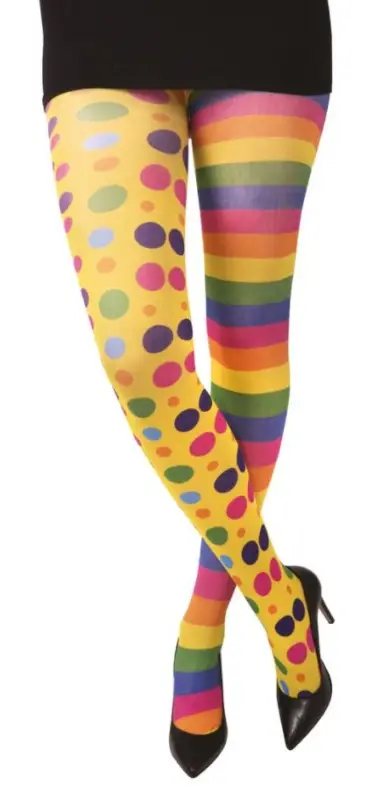 Collant de Clown Opaque Rayures et Pois Multicolores Bon Marché