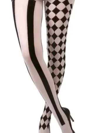 Collant Arlequin Opaque Noir et Blanc Commander Vite