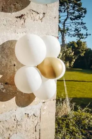 6 Marguerites Ballons Blanches et Or 36 Ballons Produit De Marque