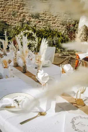 Populaire Chemin de table en vrai toile de jute naturel et Blanc