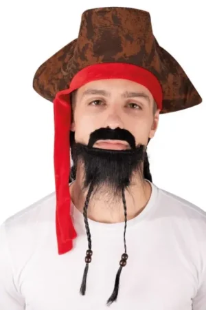 Barbe et Moustache de Pirate Noir Top Vente