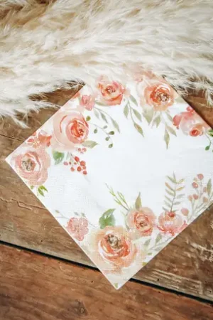 Bon Plan Serviette en papier theme Romantique Flowers x 16 pièces