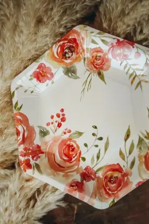 8 Assiettes en carton Theme Romantique Livraison Express