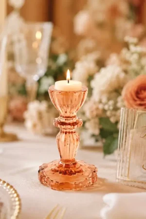Bougeoir en verre Luxe TerraCotta Renaissance Nouveauté