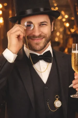 Prix Bas Monocle avec Chaîne en Métal Or