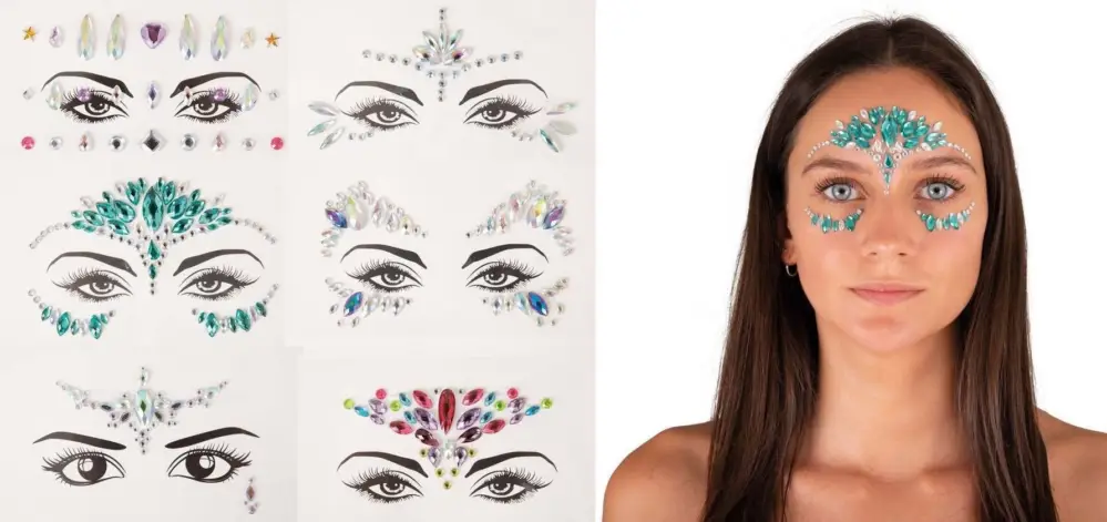 Prix Bas Strass Autocollant pour le Visage Modèle Aléatoire