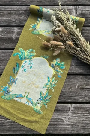 Chemin de table Tissu Theme Tropical PEacock Authentique