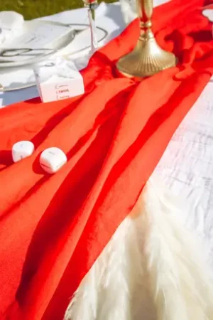 Nouvel Arrivage Chemin de table mousseline Rouge