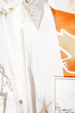 Chemin de table Gaze de Coton Blanc Paiement Sécurisé