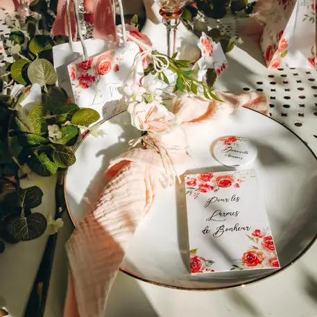 4 Serviettes de table en gaze de coton Vieux Rose Expédition Rapide