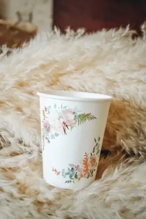 Petit Prix Gobelet en carton Theme Peony Vegetal x 8 pièces