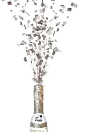 Bouteille Canon à Confettis Papier 16 cm Argent Bon Marché