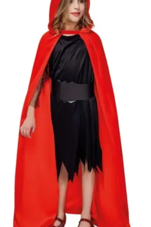 Cape Velours avec Capuche Rouge 100 cm Remise