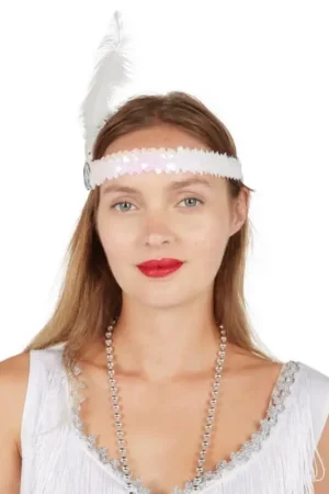 Bandeau Charleston à Sequins Blanc Rosé Dernière Chance