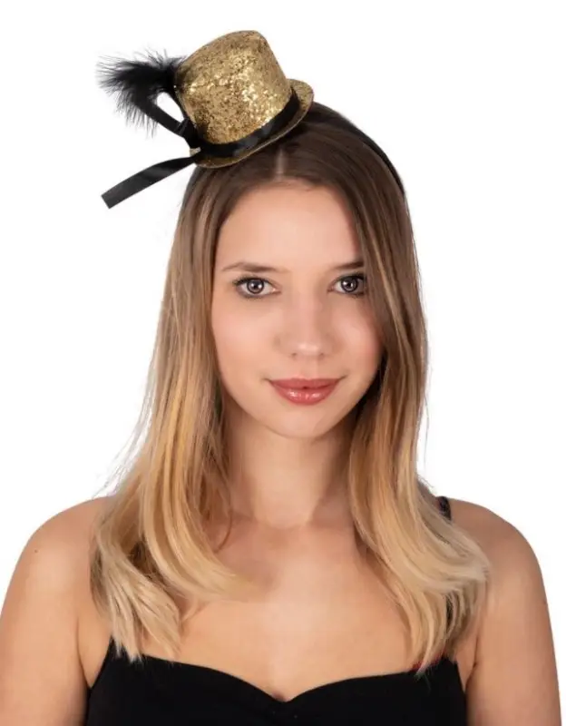 Offre Du Jour Serre-Tête Mini Chapeau Paillettes Or