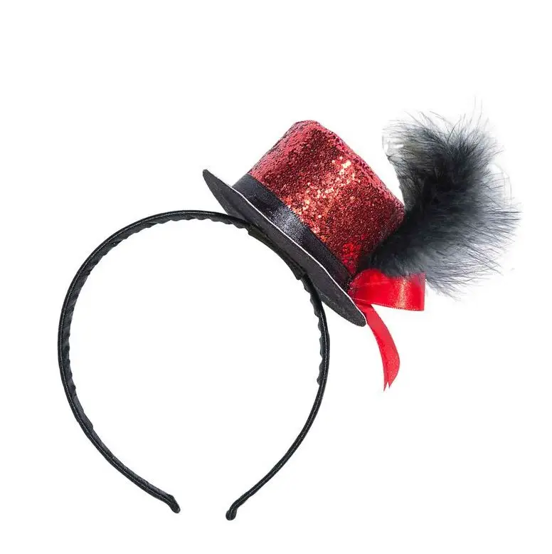 Petit Prix Serre-Tête Mini Chapeau Paillettes Rouge