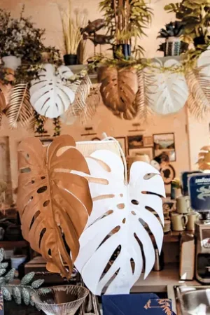 Promotion Feuille de Monstera Blanche pour Décoration de Salle