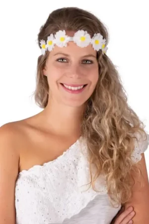 Vente Flash Bandeau Cheveux Hippie Fleurs Blanches