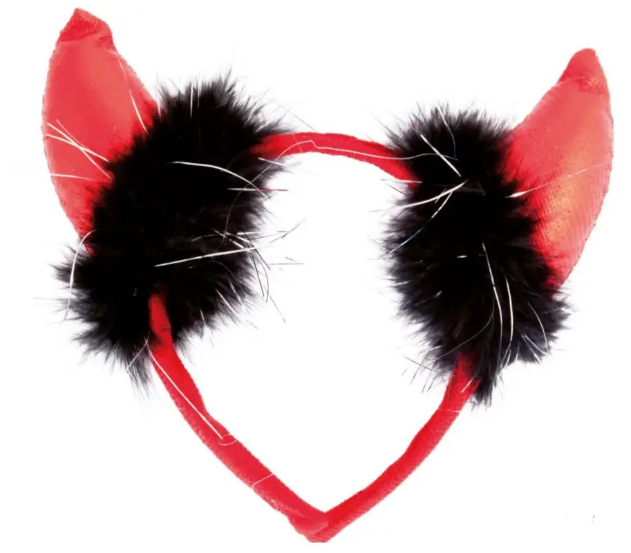 Serre-Tête Cornes de Diable avec Plumes Rouge et Noir Achat Immédiat