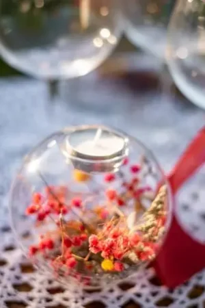 Expédié Aujourd'hui Bougeoir en verre Juliette avec fleurs séchées