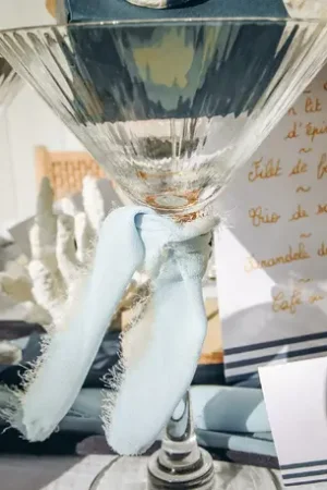 Prix Choc Ruban effiloché mousseline de soie Bleu ciel