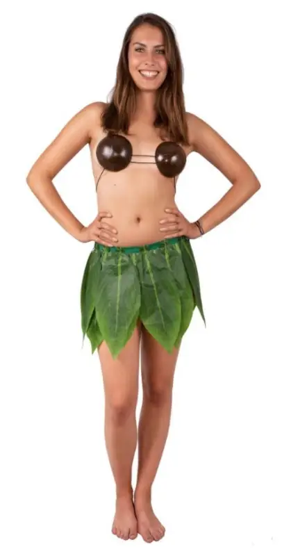 Jupe Hawaïenne Feuilles de Bananier Adulte 35 cm Promotion