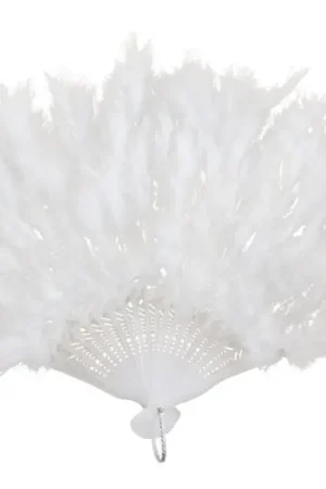 Offre Exclusive Éventail à Plumes Blanc 43 cm