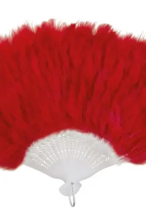 Vente Directe Éventail à Plumes Rouge 43 cm